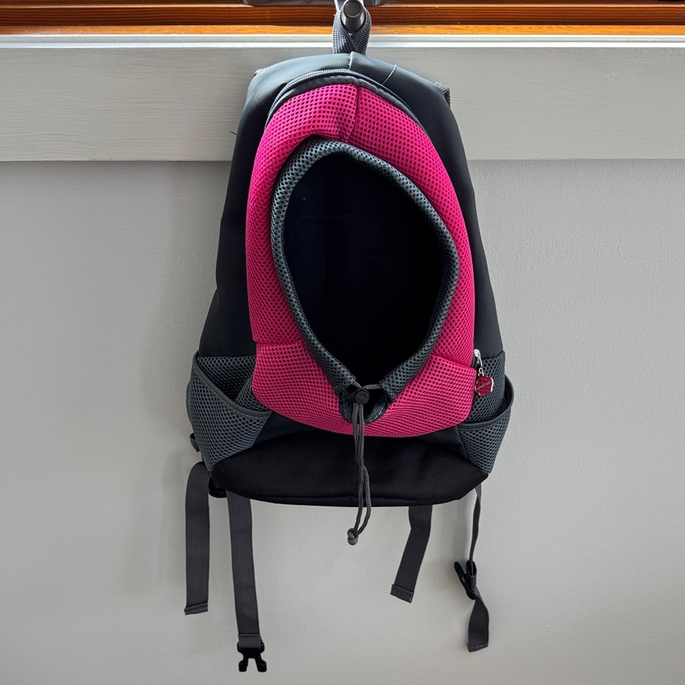 Small Dog Cat Backpack Carrier Breathable Pink Black Pet Travel Carrier Bag